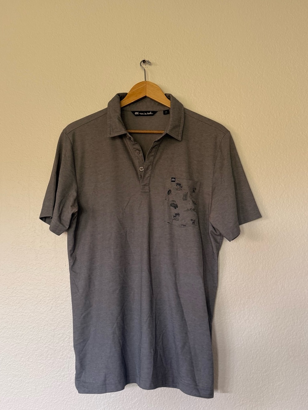 Men's Travis Mathew Gray Polo Shirt with Pocket